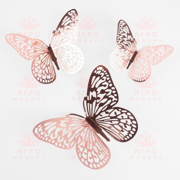 Декор на стену - наклейки с розовыми бабочками (тип 1)