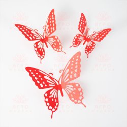 Декор на стену - наклейки с красными бабочками (тип 1)
