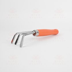 Набор садовых инструментов, 3 предмета - грабли, две лопатки с пластиковой оранжевой ручкой
